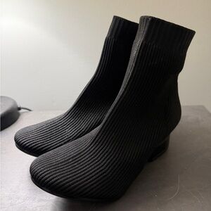 Pashion Footwear Black Knit Ankle Boots